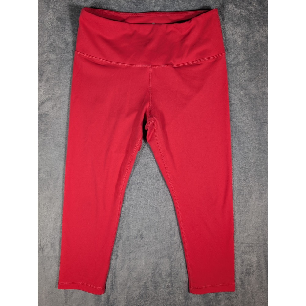 90 Degree by Reflex Womens High Rise Capri Cropped Leggings Pink Red Size Large